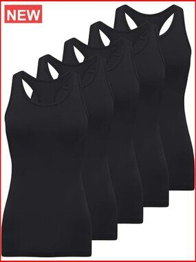 5 Pack Racerback Tank Tops Sleeveless Workout Tanks Undershirts Slim Fit